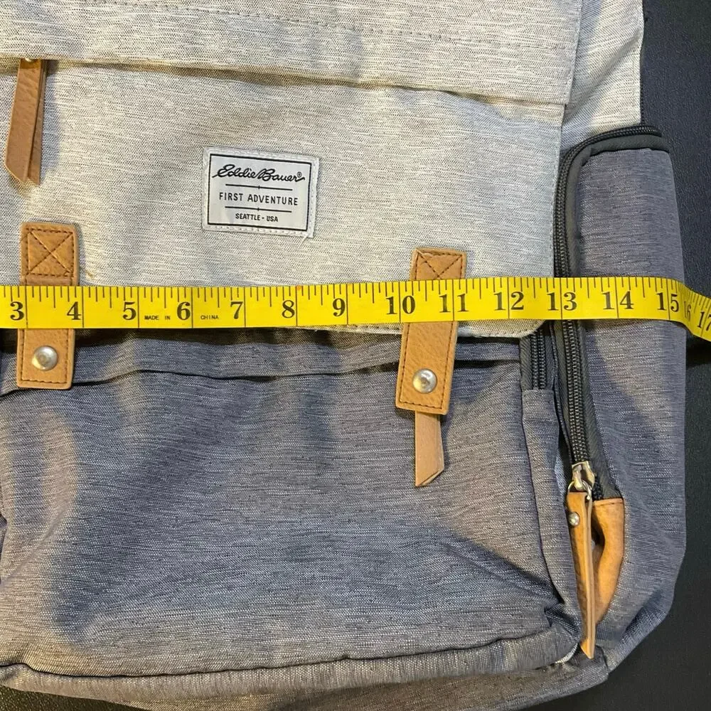 Eddie Bauer First Adventure Backpack Gray Tan Travel Laptop Backpack
